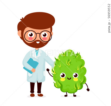 Cute Funny Doctor And Happy Medical Cannabis Budのイラスト素材