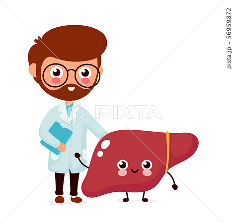 Cute funny smiling doctor and healthy happy liver Cute funny smiling doctor and healthy happy liver 56959872