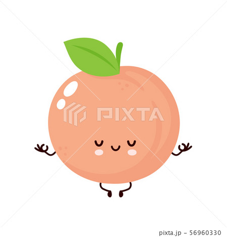 Cute happy smiling peach meditate in yoga  56960330