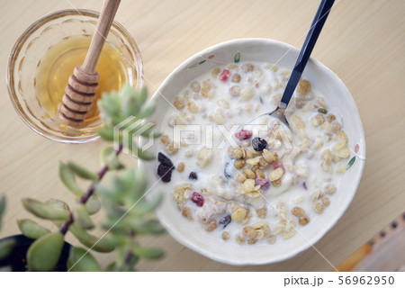 グラノーラ シリアル ヨーグルト 蜂蜜 ハチミツ 朝食 朝食イメージ 牛乳 ミルク グラノーラ シリアル ヨーグルト 蜂蜜 ハチミツ 朝食 朝食イメージ 牛乳 ミルク 56962950
