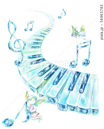 氷の鍵盤 氷の音符 天使のイラスト素材