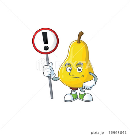 With sign fruit pear cartoon character with mascot 56963841