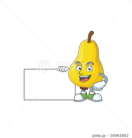 With board fruit pear cartoon character with mascot 56963862