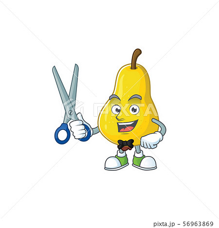 Barber fruit pear cartoon character with mascot Barber fruit pear cartoon character with mascot 56963869