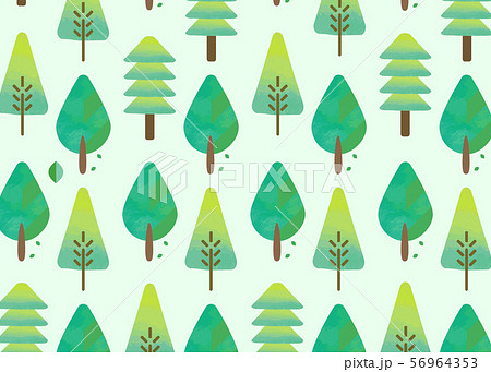 木 水彩風 手書き風 緑 壁紙のイラスト素材