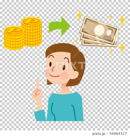 Woman exchanging points Woman exchanging points 56964527