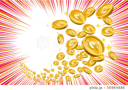 飛び散るコイン お金 ユーロ のイラスト ギャンブル ファイナンス 金融のイメージ 放射線 集中線のイラスト素材