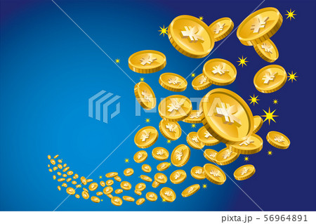 飛び散るコイン お金 日本円 のイラスト ギャンブル ファイナンス 金融のイメージのイラスト素材