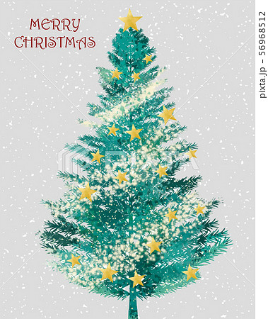 水彩風クリスマスツリーのイラスト素材