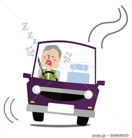 危険運転 居眠り運転のイラスト素材