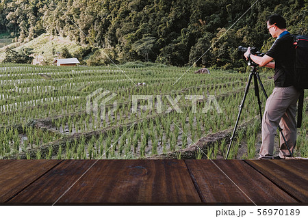 photographer take photo of rice terrace paddy field photographer take photo of rice terrace paddy field 56970189