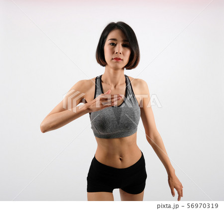 sporty woman in sportswear on white background. healthy sport fitness lifestyle 56970319