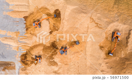 Aerial view excavator working on a construction 56971500
