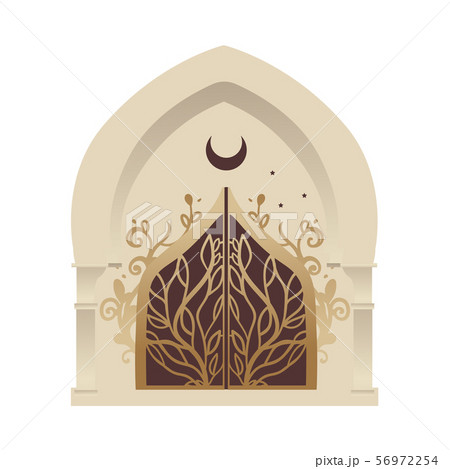 Minaret or mosque entrance gate with a forged lattice vector illustration isolated. 56972254