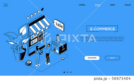 E-commerce - line design style isometric web banner E-commerce - line design style isometric web banner 56973404