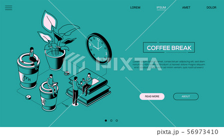 Coffee break - line design style isometric web banner 56973410