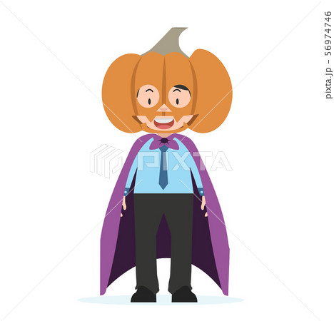 businessman  standing with pumpkin mask 56974746
