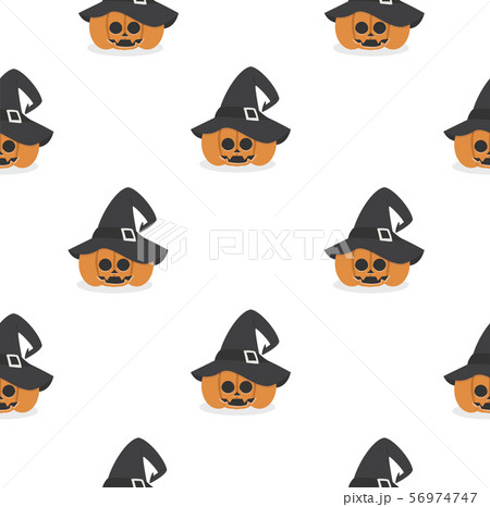 halloween pumpkin wearing witch hat pattern 56974747