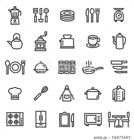 kitchen icon set - A set kitchen icons. editable stroke. 48x48 Pixel Perfect. 56975665