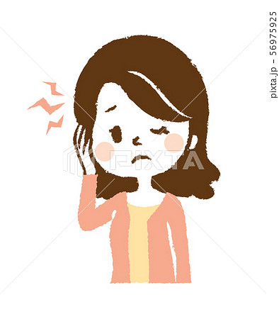 頭痛 頭が痛い 女性 イラストのイラスト素材