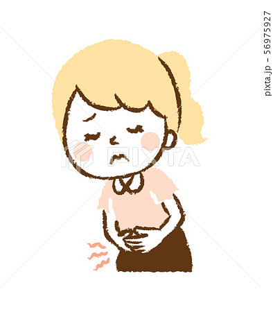 腹痛 お腹が痛い 生理 女性 イラストのイラスト素材