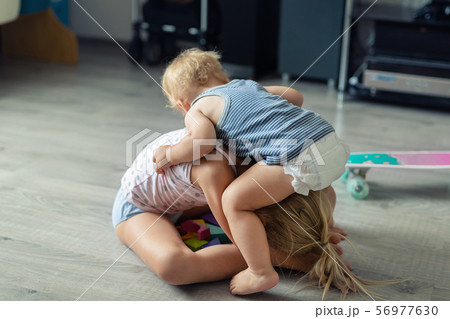 Two little siblings children quarrelling after Two little siblings children quarrelling after 56977630