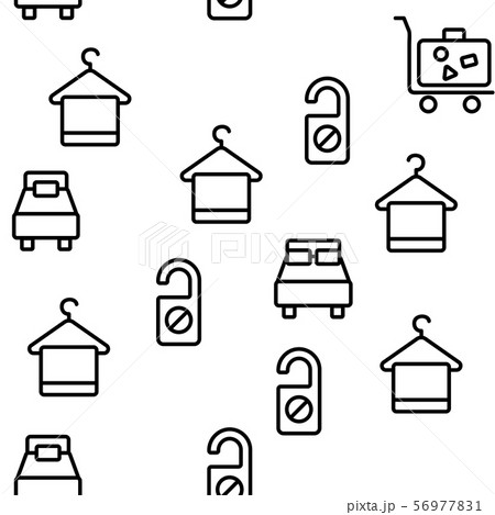Hotel Accommodation, Room Amenities Vector Seamless Pattern Hotel Accommodation, Room Amenities Vector Seamless Pattern 56977831