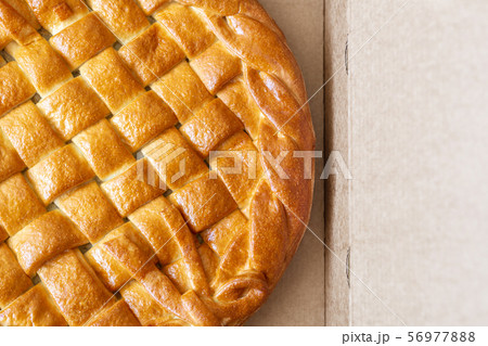 Traditional homemade rustic baked pie with 56977888