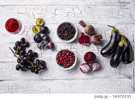 Collection of various purple food 56978191