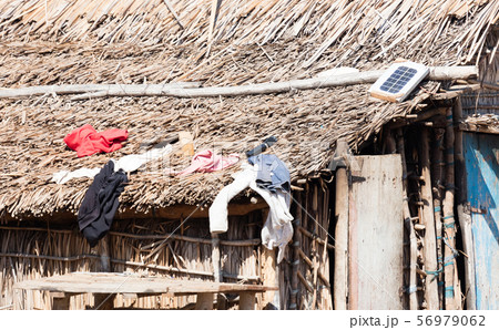 Small solar panel on a large roof in Madagascar 56979062