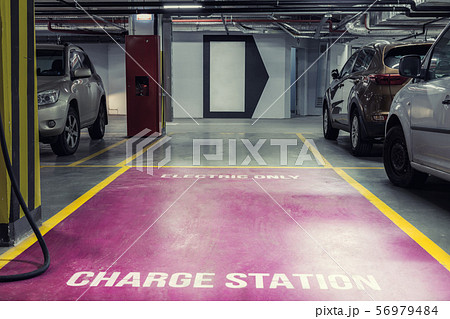 Electric car charging station in underground Electric car charging station in underground 56979484