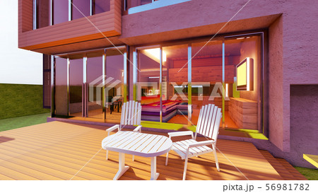 Brand new dream home with front porch 3d rendering Brand new dream home with front porch 3d rendering 56981782