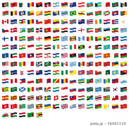 All national world waving flags with names - high quality vector flag isolated on white background All national world waving flags with names - high quality vector flag isolated on white background 56983119