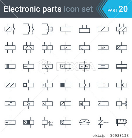 Electric symbols set of relays and electromagnets 56983138
