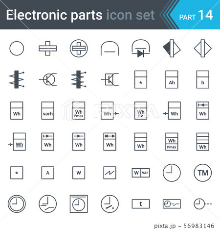 Electric and electronic circuit diagram symbols set of electrical instrumentation, meters, recorders, counters, integrators, registrars, clocks and timers 56983146