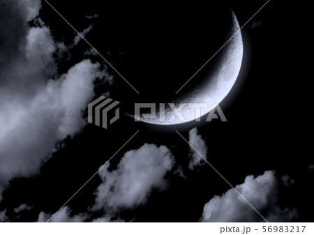 The moon in the night sky 56983217