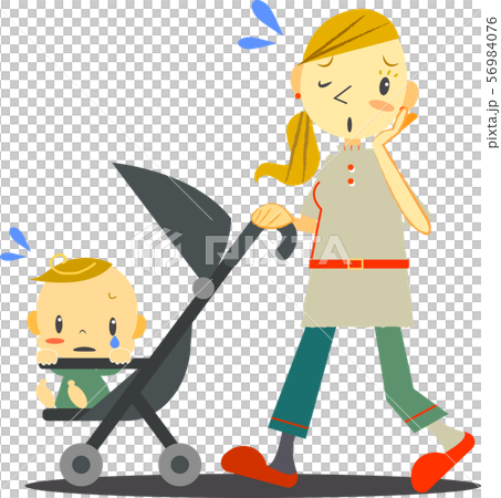嬰兒車父母和孩子（外國人） 56984076