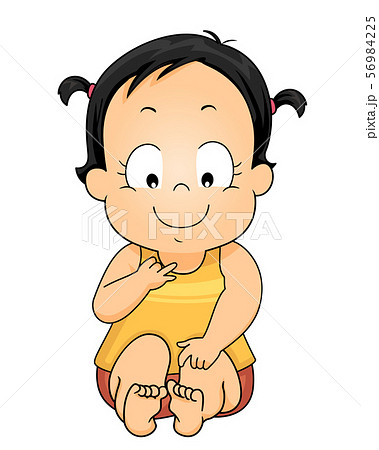 Kid Girl Toddler Count Finger Feet Illustration Kid Girl Toddler Count Finger Feet Illustration 56984225