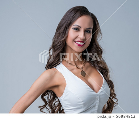 Advertising underwear. Model in vest and panties 56984812