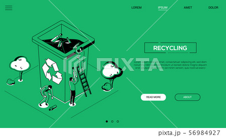 Recycling - line design style isometric web banner Recycling - line design style isometric web banner 56984927