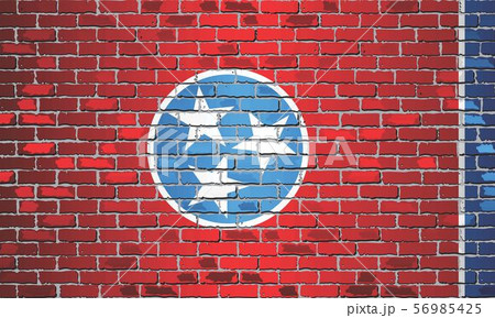Shiny flag of Tennessee on a brick wall Shiny flag of Tennessee on a brick wall 56985425