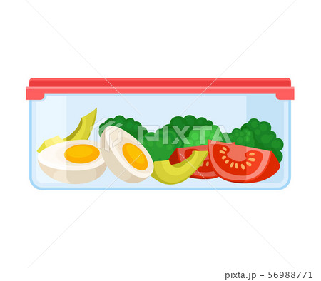 ontainer with slices of vegetables under a red lid. Vector illustration on a white background. ontainer with slices of vegetables under a red lid. Vector illustration on a white background. 56988771