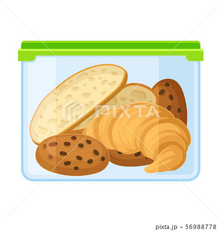 ontainer with bakery products. Vector illustration on a white background. 56988778