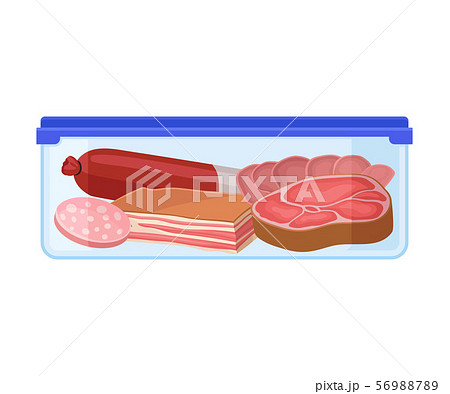 Container with sausage. Vector illustration on a white background. Container with sausage. Vector illustration on a white background. 56988789