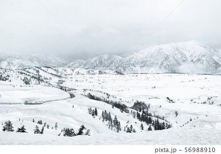Top of higher mountain, Landscape view of hill  that cover with snow 56988910