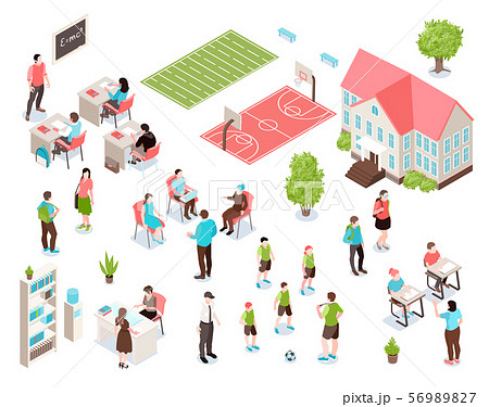 School Isometric Color Set 56989827