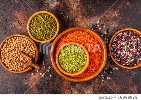 Assortment of Legumes - lentils, peas, mung, Assortment of Legumes - lentils, peas, mung, 56989938