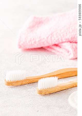 Set of eco-friendly bathroom accessories. 56989986