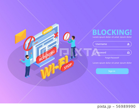 Internet Blocking Isometric Background  56989990