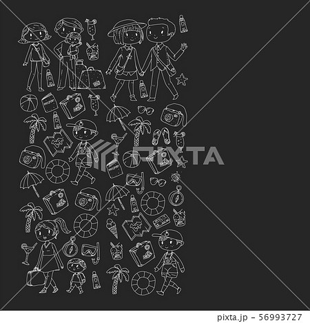 Vector pattern with travel and beach icons. 56993727